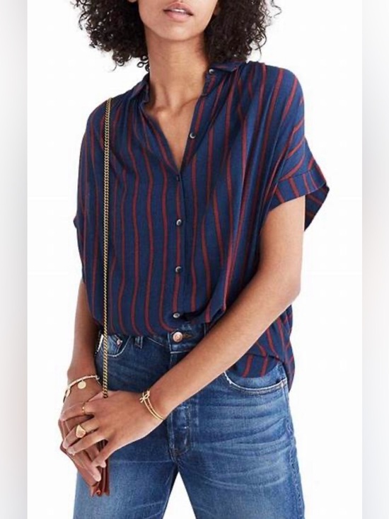 Madewell Tops - Madewell Central Shirt in Navy Blue Size S